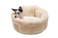 FurHaven Luxury Fur Warming Hi-Lo Cuddler Bed - Small 20", Cream