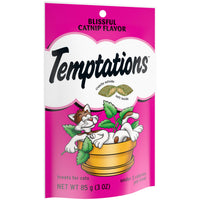 TEMPTATIONS Classic Crunchy and Soft Cat Treats Blissful Catnip Flavor, 3 oz. Pouch
