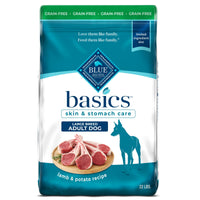 Blue Buffalo Basics Adult Large Breed Grain-Free Dry Dog Food for Skin & Stomach Care, Limited Ingredient Diet, Made in the USA with Natural Ingredients, Lamb & Potato Recipe, 22-lb Bag