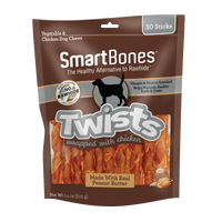 Smartbones Dog Treat Chicken Wrapped Twistz with Peanut Butter 30pk