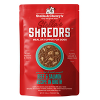 Stella's Shredrs Grass Fed Beef & Wild Caught Salmon Recipe in Broth for Dogs - 2.8 oz Pouch