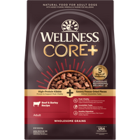 Wellness CORE+ (Formerly RawRev) Dry Dog Food with Freeze Dried Pieces, Wholesome Grains, High Protein, Natural, Beef & Barley Recipe, (18-Pound Bag)