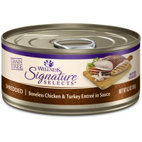 Wellness Signature Selects Grain Free Natural Shredded White Meat Chicken and Turkey Entree in Sauce Wet Canned Cat Food