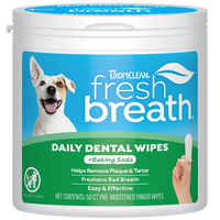 TropiClean Fresh Breath Finger Dental Wipes for Pets